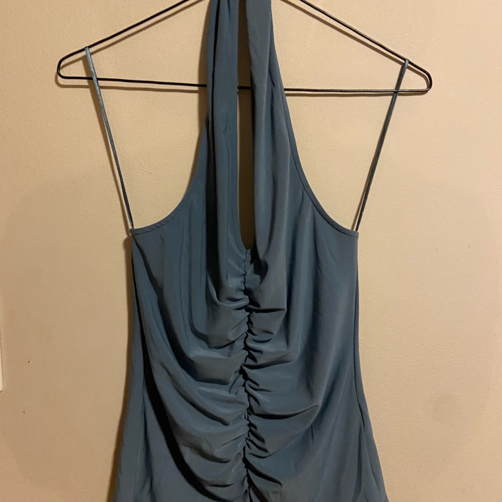 Anthropologie Blue Ruched Tank Top